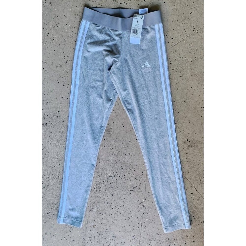 adidas Light Gray Women's Leggings with White Stripes